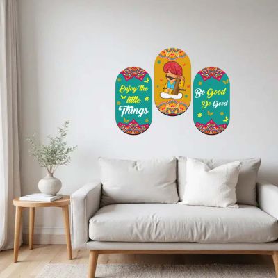Rajasthani Traditional Wall Hanging Decor with Mandala Art & Positive Quotes